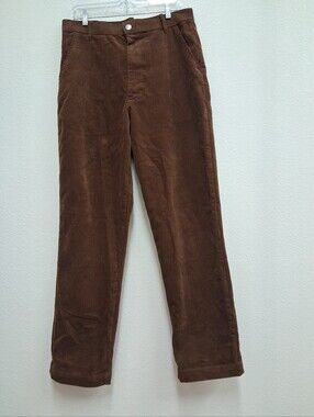 Malbon Golf Brown Corduroy Pants Mens 32X32 Embroidered Logo Straight Leg